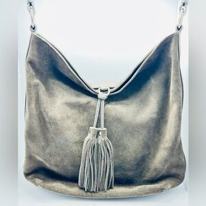 FRYE Melissa Suede Hobo Bag - Slate Grey w/ Double Tassels
